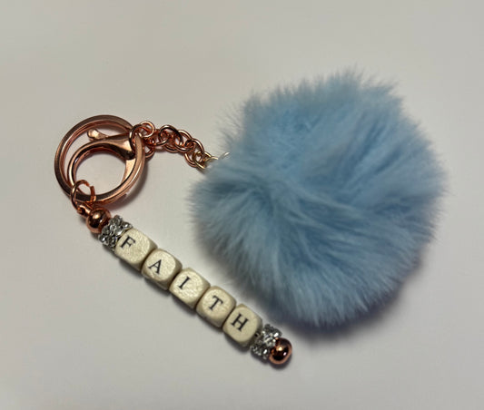 FAITH Straight Keychain with Pom-Pom