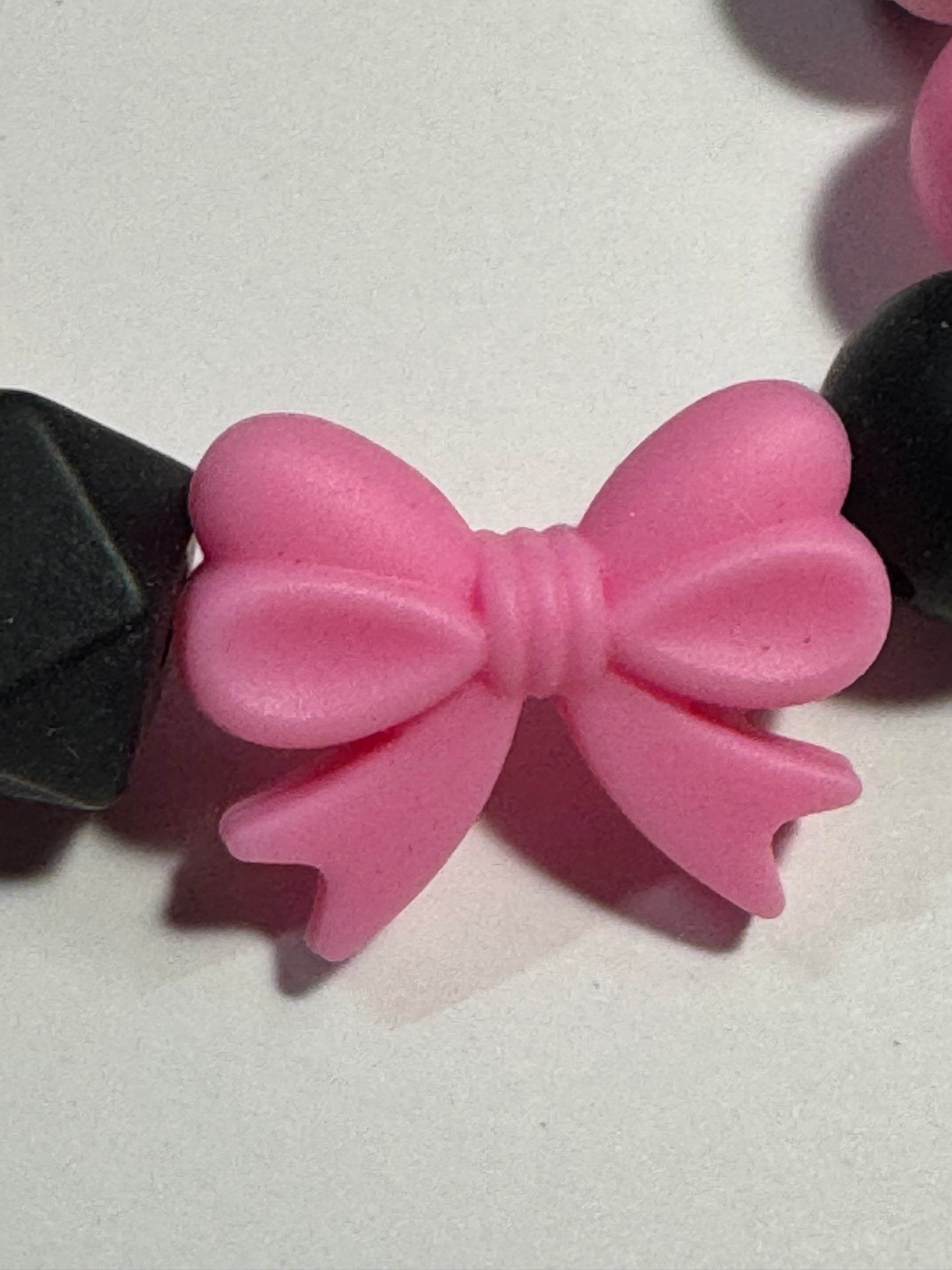 Hot Pink & Black Bow Wristlet Keychain