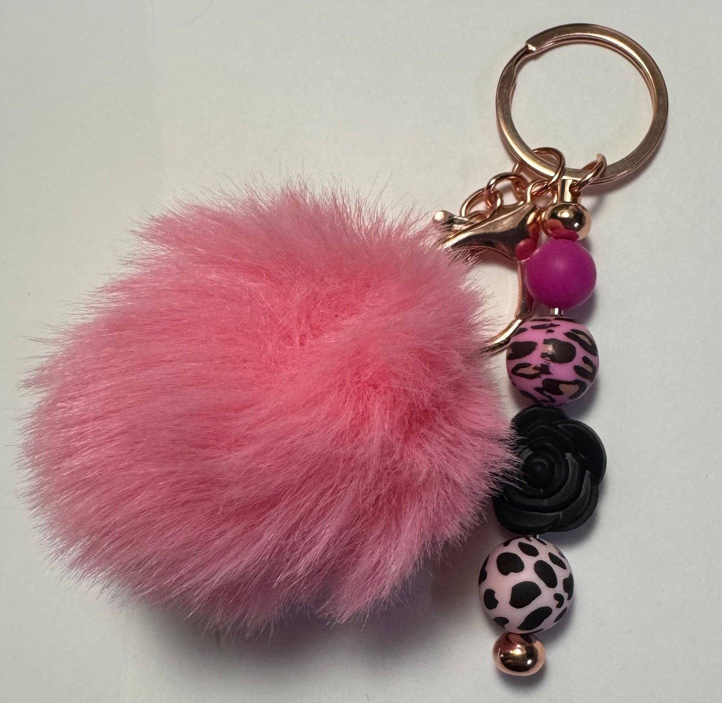 Pink Glam Pom Keychain