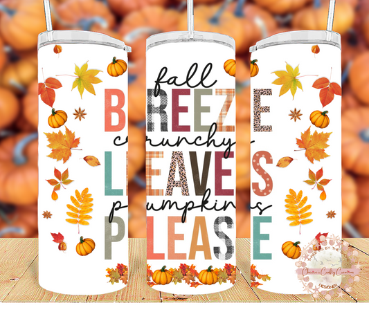 FALL THEMED 20oz TUMBLER