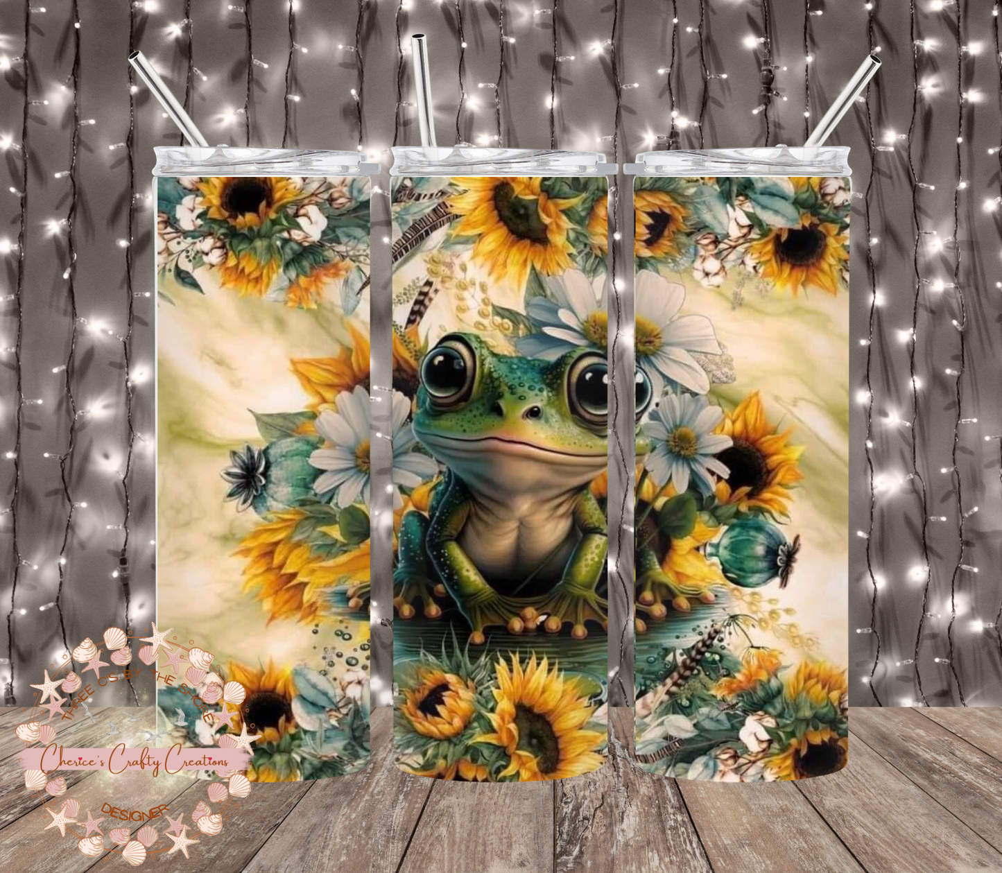 Cute Frog and Sunflowers