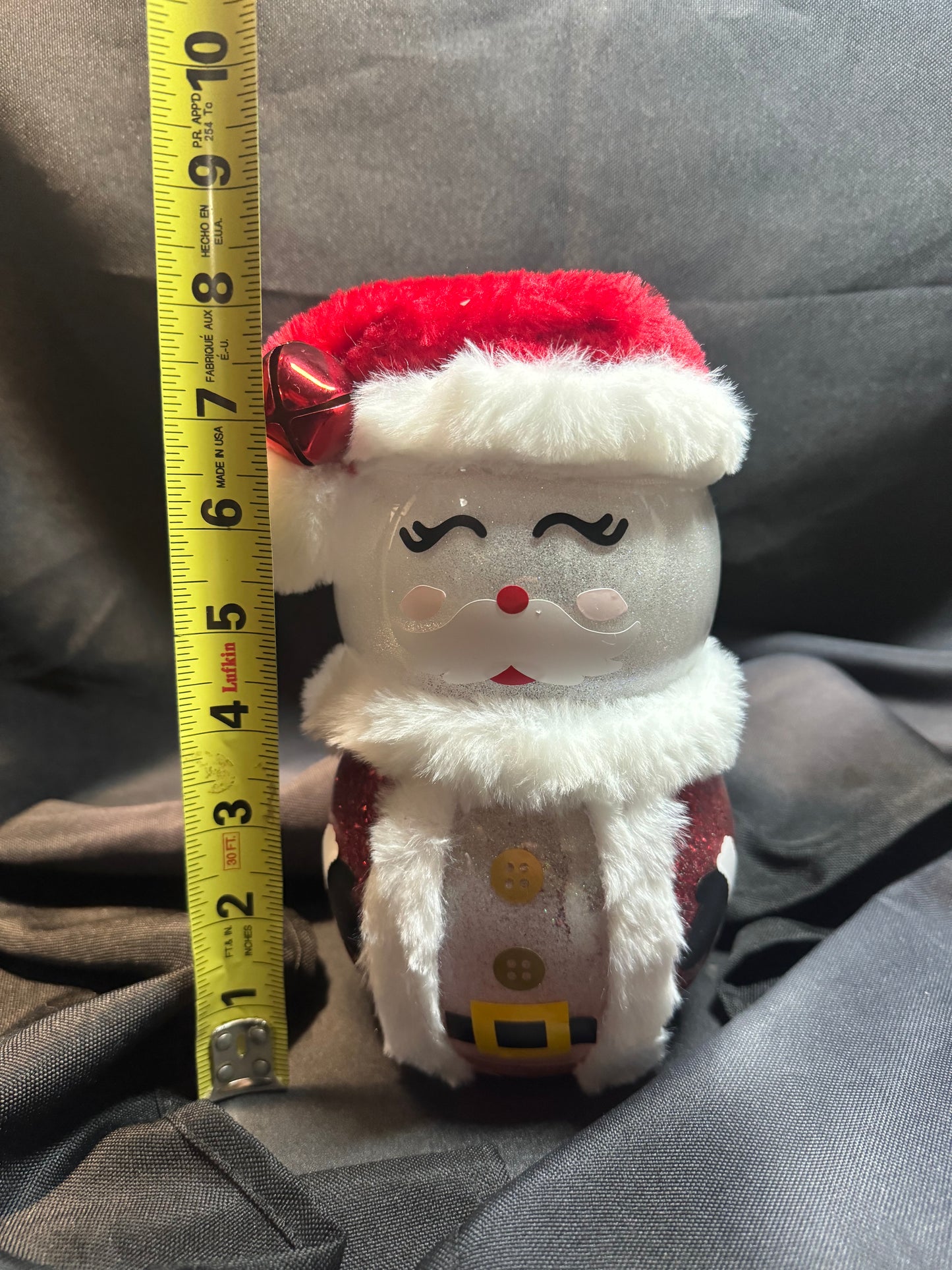 CUTE 8" GLASS LIGHT UP SANTA Christmas Decor