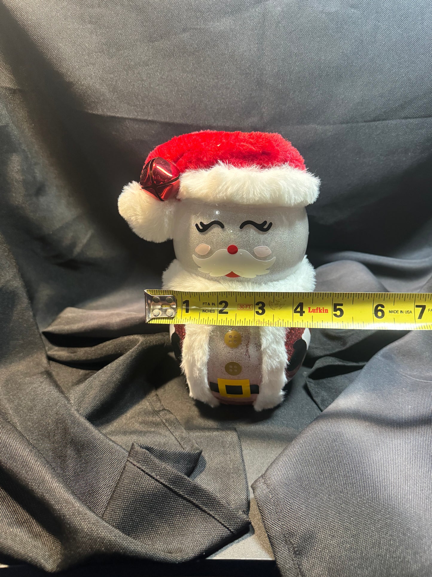 CUTE 8" GLASS LIGHT UP SANTA Christmas Decor