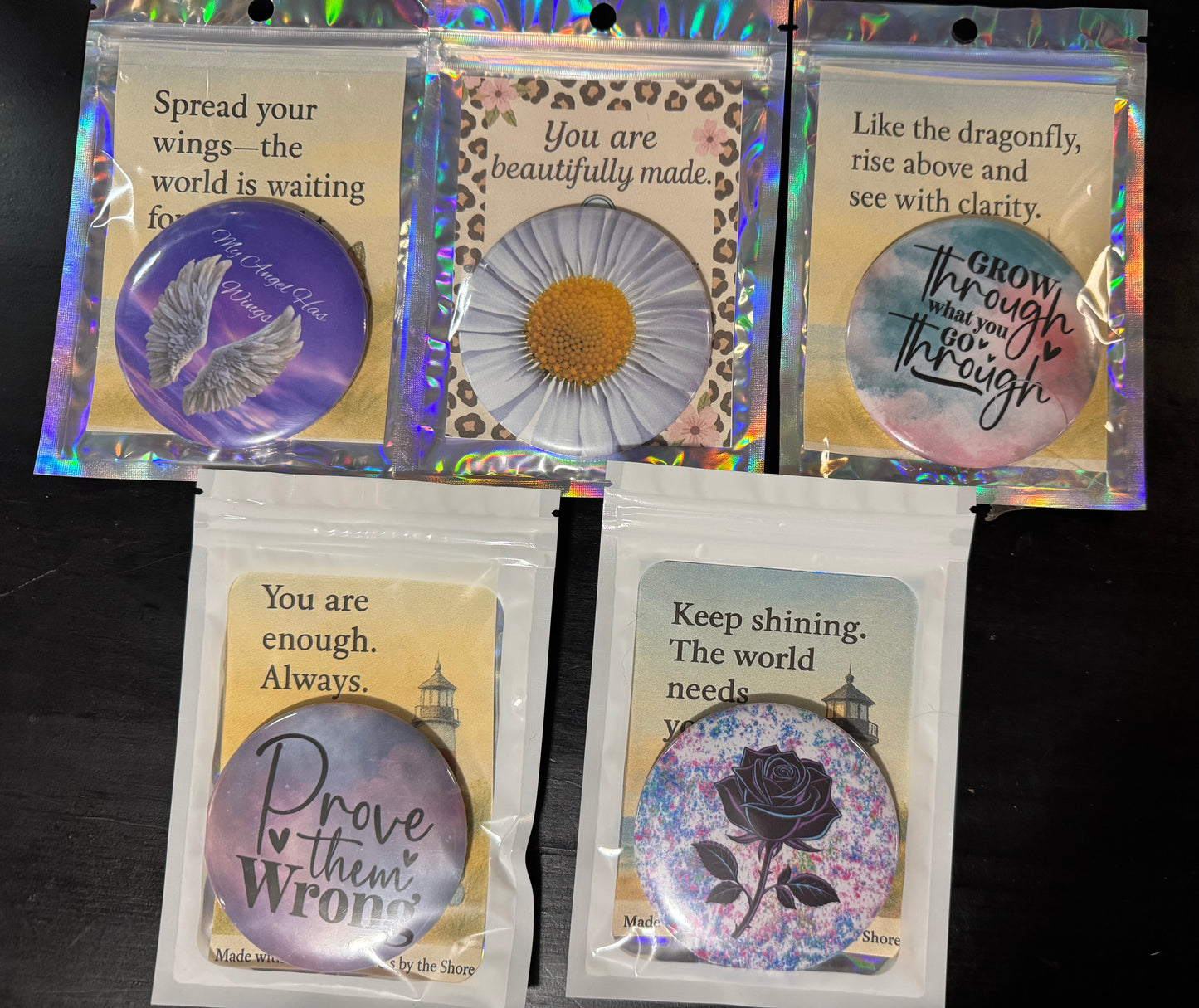 3” Button Pocket Mirrors with Display Cards – Inspirational, Floral, Memorial & Bold Styles 💥 Buy 1 for $5 or get 3 for just $12!
Mix and match any pocket mirror designs. Discount applied automatically at checkout.