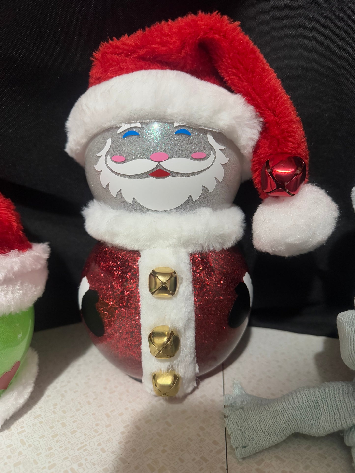 Large Glass Full Body Light Up Santa