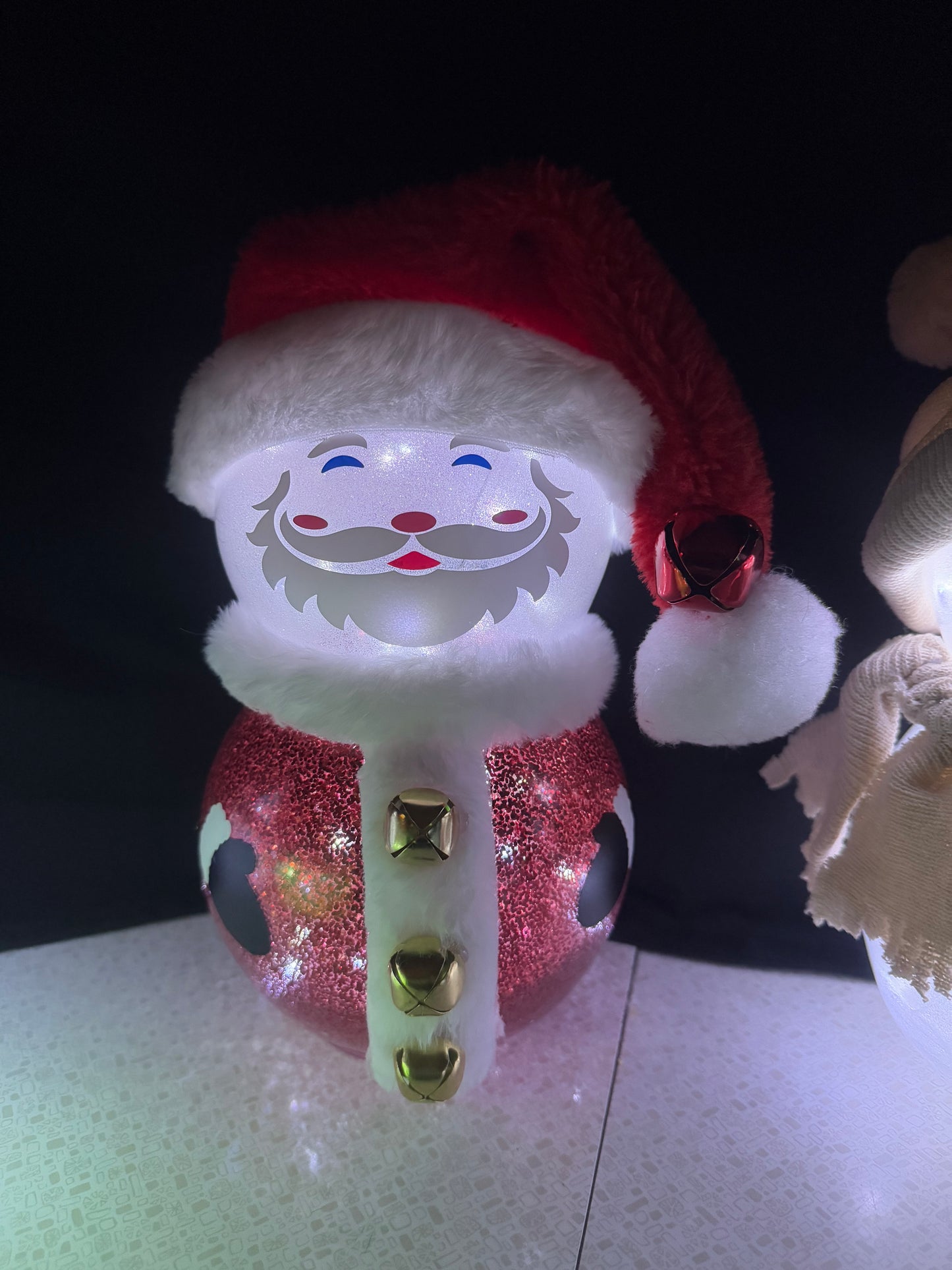 Large Glass Full Body Light Up Santa