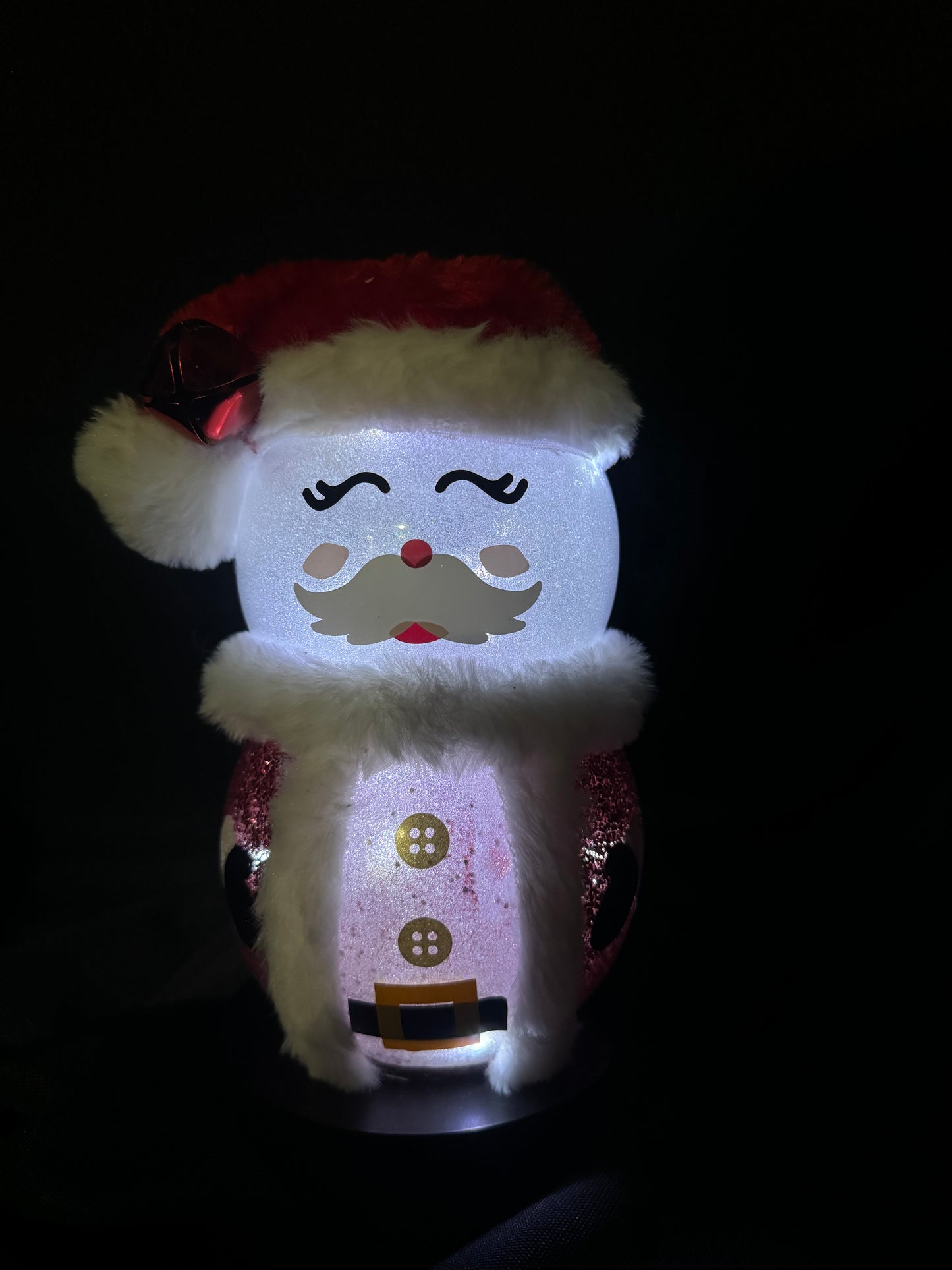 CUTE 8" GLASS LIGHT UP SANTA Christmas Decor