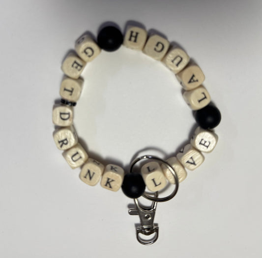“Live Laugh Get Drunk” Wristlet Keychain