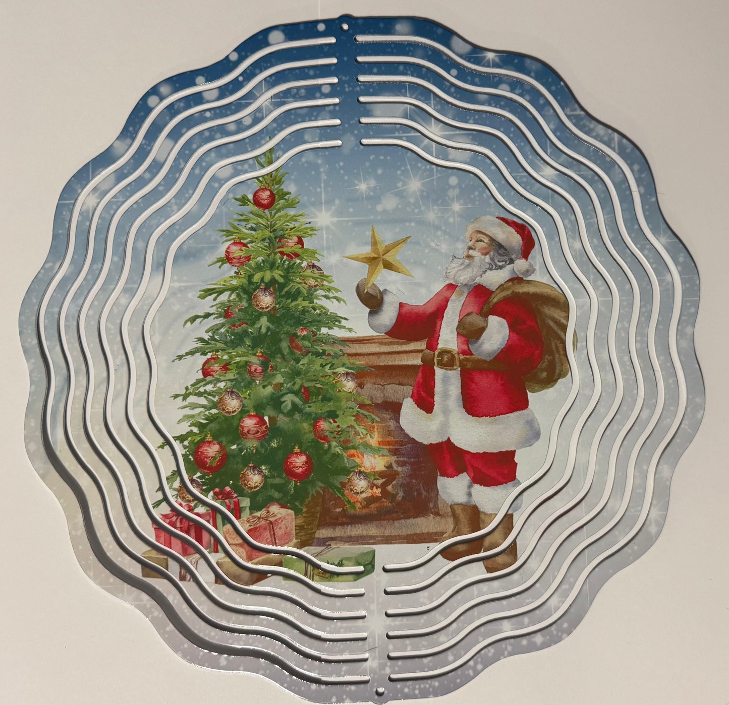 Santa by the Fireplace 10” Wind Spinner